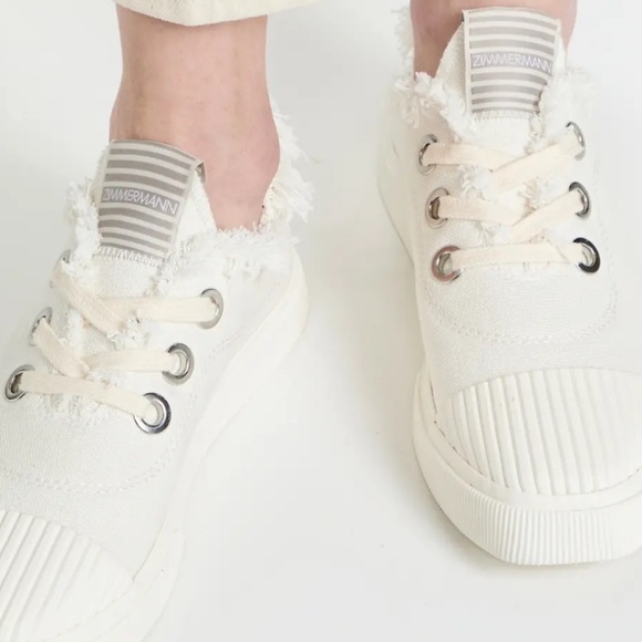 Zimmermann Cream Frayed Sneakers worn once size 8 1/2 originally 385.00 - Picture 3 of 5